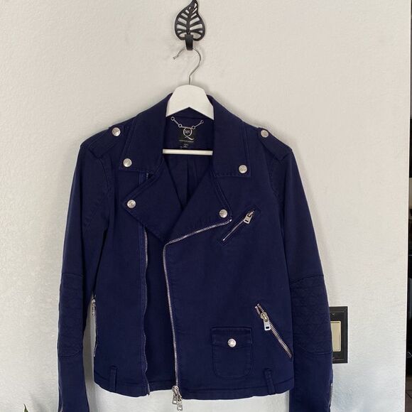 MCQ Alexander McQueen Navy Blue Biker Jacket - Picture 4 of 12